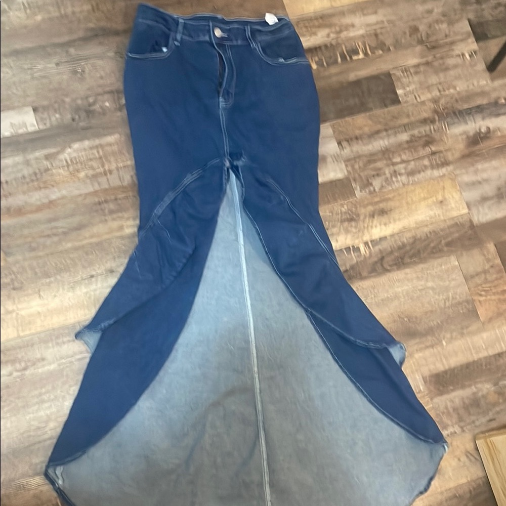 Blue Denim Maxi Skirt